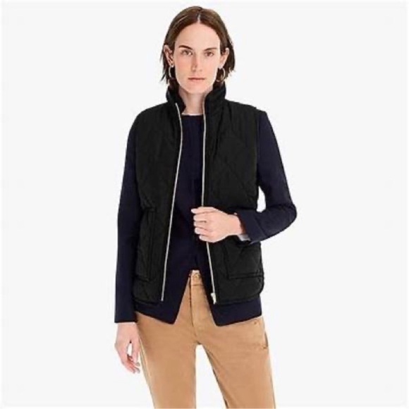 J. Crew Quilted Full Zip Down Vest black sz Small - Picture 1 of 11